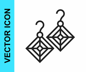 Black line Earrings icon isolated on white background. Jewelry accessories. Vector