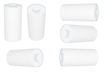 Blank power batteries. 3D batteries mockup. Accumulator mockup design. Empty batteries template.