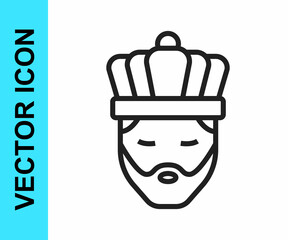 Black line King with crown icon isolated on white background. Vector