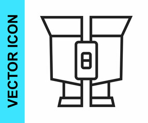 Black line Binoculars icon isolated on white background. Find software sign. Spy equipment symbol. Vector