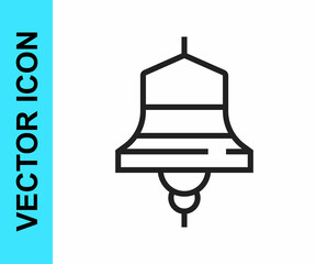 Black line Ship bell icon isolated on white background. Vector