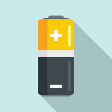 Half battery icon flat vector. Charge level