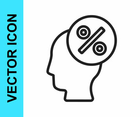 Black line Discount percent tag icon isolated on white background. Shopping tag sign. Special offer sign. Discount coupons symbol. Vector