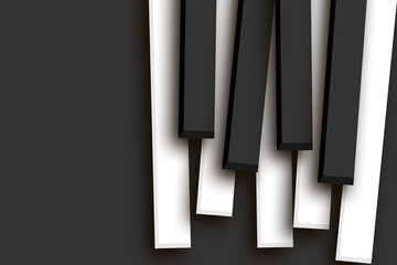 Music piano keyboard on black background