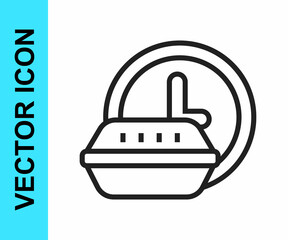 Black line Round the clock delivery icon isolated on white background. Vector