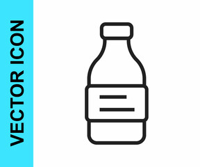 Black line Bottle of water icon isolated on white background. Soda aqua drink sign. Vector
