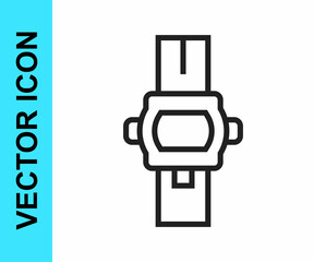 Black line Wrist watch icon isolated on white background. Wristwatch icon. Vector