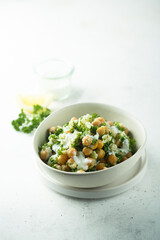 Cauliflower couscous with parsley and chickpea