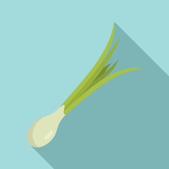 Chive basil icon flat vector. Fresh onion