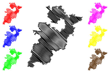 Wartburgkreis district (Federal Republic of Germany, rural district, Free State of Thuringia) map vector illustration, scribble sketch Wartburgkreis map