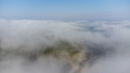 Plakat Aerial View from of the fog forest and the sea
