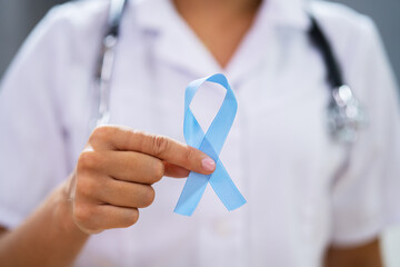 Doctor With Teal Ribbon Supporting Ovarian Cancer