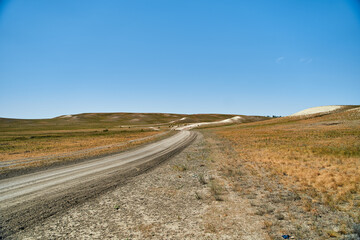 Chalk mountains in the Orenburg region. High quality photo