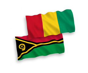 Flags of Republic of Vanuatu and Guinea on a white background