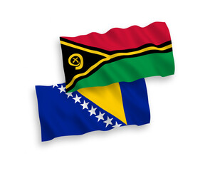 Flags of Republic of Vanuatu and Bosnia and Herzegovina on a white background