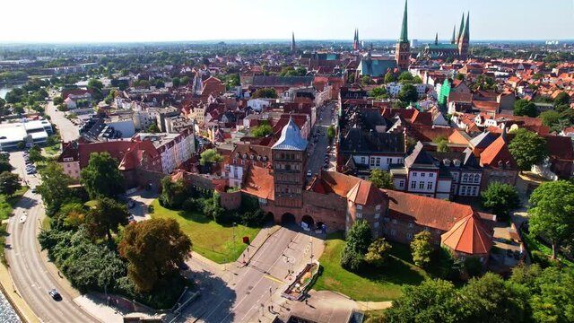 panorama shots of the old city of lübeck