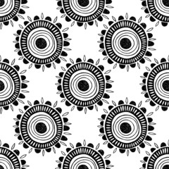 Flowers. Black and white seamless pattern for packaging, cover and other design