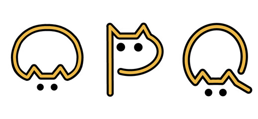 Illustration cats alphabet isolated in white. Abstract letter. Hand draw lettering. ABC