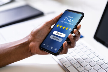 Adult Filling Online Survey Rating Questionnaire