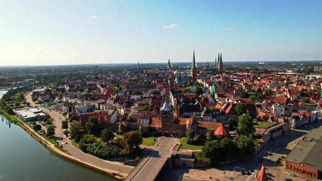 panorama shots of the old city of lübeck