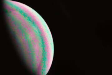 Backgrounds with Half soap Bubble Ball with one light, with space for text,  model of Space or planets universe cosmic