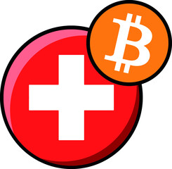 Fototapeta premium Switzerland flag bitcoin, legalized bitcoin, cryptocurrency