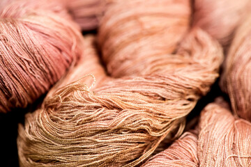 Yarn from cotton and natural dyes.