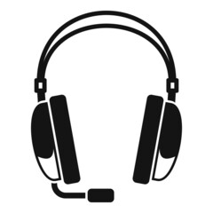 Headset icon simple vector. Headphone microphone
