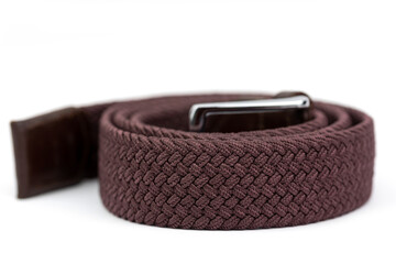 brown braided belt isolated on the white background