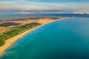 Aerial view of Eo Gio beach, Nhon Ly town, Quy Nhon city, Binh Dinh, Vietnam