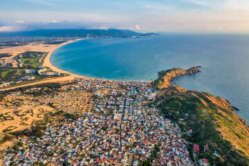 Aerial view of Eo Gio beach, Nhon Ly town, Quy Nhon city, Binh Dinh, Vietnam