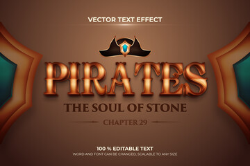 Pirates editable 3d text effect with brown backround style