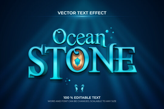 Ocean Stone editable 3d text effect with dark blue backround style