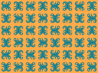 Abstract geometric pattern design. Yellow and blue. Designed by patterndesein.