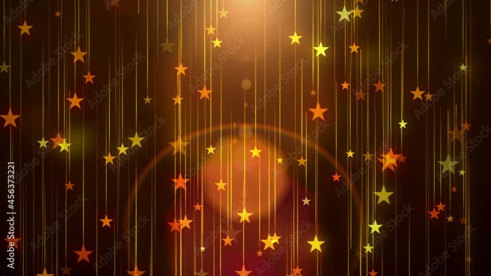 Poster Abstract Celebration Golden Flickering Stars And Lines Falling Rain With Optical Lens Flare Light Seamless Loop Background Animation