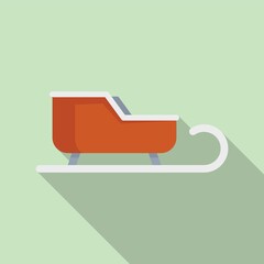 Sleigh icon flat vector. Santa sledge