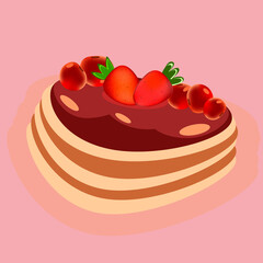 pancakes with berries illustration baking