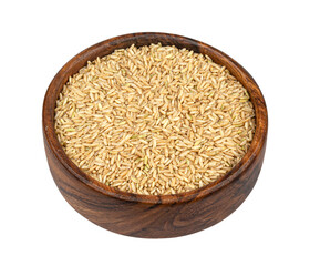 Brown rice isolated on white background, top view