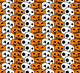 Halloween seamless pattern orange-black background. design for pillow, print, fashion, clothing, fabric, gift wrap. vector.