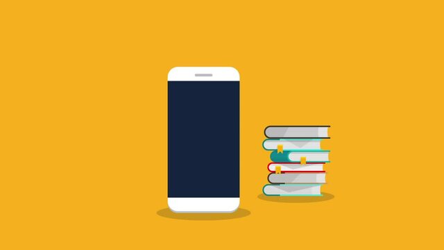 Online learning. Concept of webinar, business online training, education on smartphone or e-learning concept, video tutorial animation.	