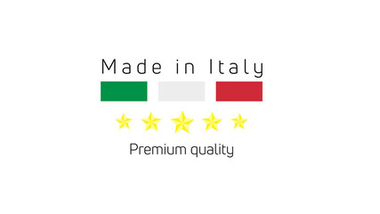 Made in Italy quality mark, label.  Vector design on white background.