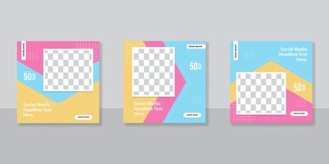 Minimalist promotion square web banner for social media furniture or fashion sale