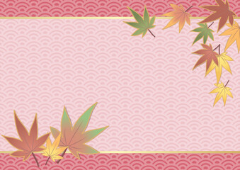 Maple and sea waves,RED,もみじと海波,赤