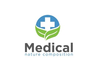 herbal care logo with cross medicine for health logo designs , hospital and clinic