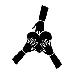 Charity symbol. Concept of charity and donation. Give and share your love with people. Hands holding a heart symbol