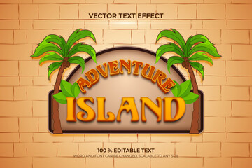 Adventure Island editable 3d text effect with palm tree backround style