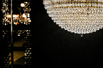 Crystal glass chandelier as home decor, interior design and luxury furniture detail, holiday...