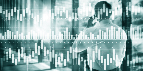 Candle stick graph chart of stock market investment trading concept