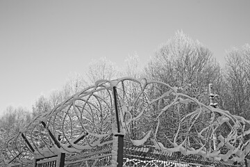 Fototapeta premium barbed wire winter object, abstract background crime guard