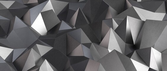 Obraz premium 3D rendering of silver color triangle polygonal